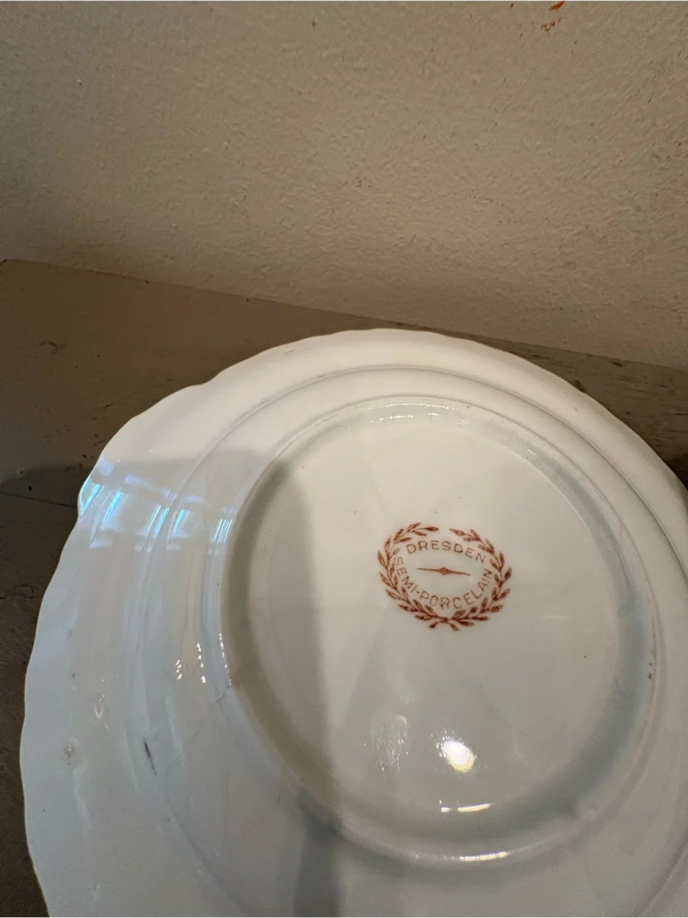 Antique Dresden Semi-Porcelain Floral Covered Butter/Cheese Dish